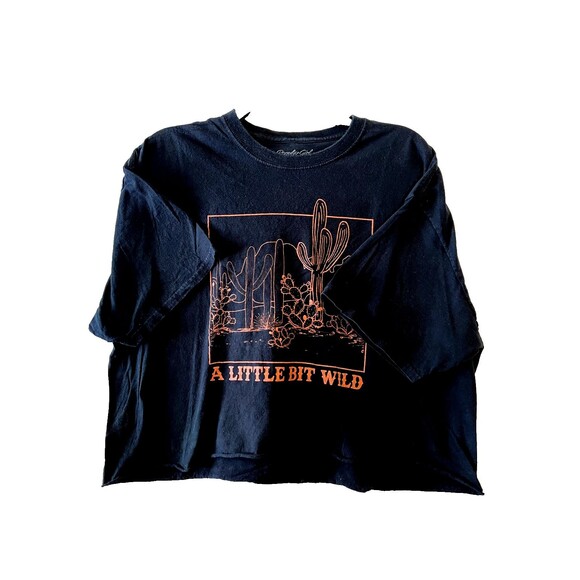 POPULAR GIRL Women's "A Little Bit Wild" Short Tee Black Size XL - Picture 6 of 6